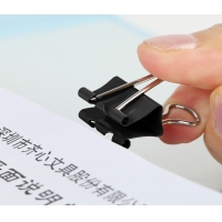 齐心B3608，黑色强力长尾票夹(4#，110页，盒装)