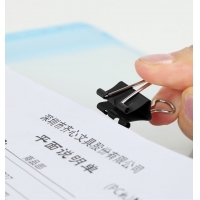 齐心B3627，黑色长尾夹(32mm，24只筒装）