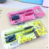 （特价品）白雪F15，0.5mm可换墨囊走珠笔-2支卡装黑色