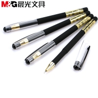晨光AGPA4002A，0.5mm黑金纯色磨砂杆办公中性笔/全针管黑色水笔签字笔(AGPA4002A)