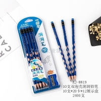 小松树铅笔8819，洞洞铅笔（10支卡装），HJ8819正姿铅笔，HB铅笔洞洞铅笔无毒三角杆儿童泡壳装学生纠正姿势