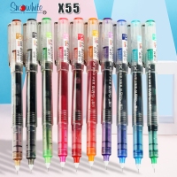 白雪X55-10，直液式走珠笔针管式0.5mm彩色中性笔10色学生办公用签字笔-...