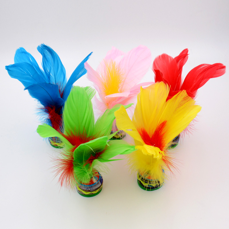 花式毽子儿童毽子幼儿园小学生初学者训练比赛专用彩色羽毛荷花手工