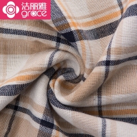 洁丽雅6404，72*34cm纯棉纱布英伦风格子毛巾,柔软面巾100g左右/条