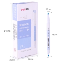 得力S610，双头荧光笔学生荧光笔双头糖果色彩色笔粗划重点6色糖果色