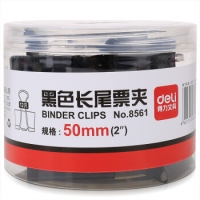 得力8561，1号黑色长尾夹，50mm长尾夹，燕尾夹铁票夹大号长尾夹