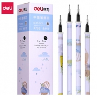 得力A768，0.35mm中性笔/签字笔学生全针管碳素水笔笔芯/黑色替芯