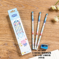 小松树8605，小猪佩奇卡通学生铅笔（12支盒装），小皮头学生铅笔，带橡皮HB铅...