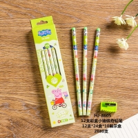 小松树8605，小猪佩奇卡通学生铅笔（12支盒装），小皮头学生铅笔，带橡皮HB铅笔（HJ8605）