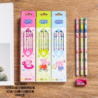 小松树8605，小猪佩奇卡通学生铅笔（12支盒装），小皮头学生铅笔，带橡皮HB铅笔（HJ8605）