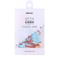 得力9423，25mm票夹长尾夹乐素系列喷漆工艺票夹夹子-6只装