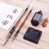 得力74290，文房四宝毛笔练字帖蘸墨书法初学者入门墨碟墨汁6件套