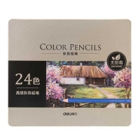得力6565，24色铁盒装油性彩铅彩色铅笔填色笔美术素描手绘画笔涂色笔彩铅套装