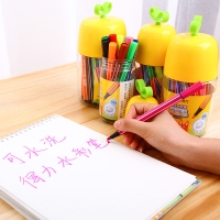 得力70676，12色小树苗手提水彩笔 涂鸦绘画可水洗画笔学生多色