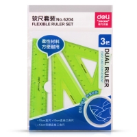 得力6204，15cm尺子套装(1/24/288) 学生不会断直尺+三角尺 软尺三件套 学生用品 