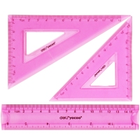得力6204，15cm尺子套装(1/24/288) 学生不会断直尺+三角尺 软尺三件套 学生用品 