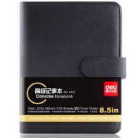 得力3151，25K100张活页记事本，活页皮面本