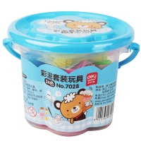 得力7028，24色美术用品拉面王橡皮泥 含模具桶装学生手工