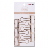 得力9415，简约金属镂空创意文具可爱彩色办公文件燕尾夹试卷夹-6只装