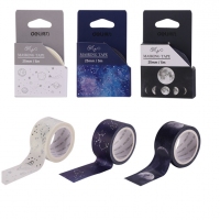 得力HZ025，25mm*5m和纸胶带日月星辰烫金条纹手撕无痕手账胶带装饰贴纸