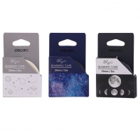 得力HZ025，25mm*5m和纸胶带日月星辰烫金条纹手撕无痕手账胶带装饰贴纸