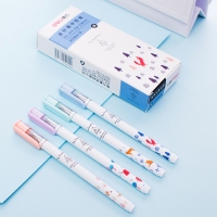 得力A036A-01，0.38mm 全针管中性笔卡通小清新学生笔签字笔水笔(036A)