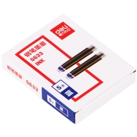 得力S633，钢笔墨囊水笔囊墨胆 蓝色可替换墨水钢笔替芯5支装