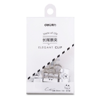 得力9413，4#燕尾印花长尾夹凤尾铁票夹学生卡通印花清新文具文件办公夹子（6只装） 