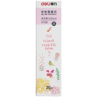 得力A726，0.35mm学生中性笔笔芯(20/240/2880)替芯全针管细字记账签字笔芯