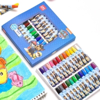 得力72102，24色彩色油画棒(1/20/80)幼儿园蜡笔儿童彩色汪汪队笔套装油彩笔绘画彩绘棒可水洗盒装小学生铅笔型涂鸦彩虹画笔