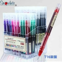 白雪T16-80，80支架装直液式速干走珠笔（送笔架）彩色中性笔水笔0.5mm全针管笔