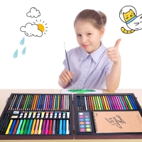 得力75403，103件绘画套装（1/5/10）学生儿童画画涂鸦绘画水彩笔彩铅油油画棒画本