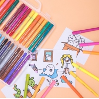 得力70709，24色学生矫姿水彩笔套装（1/8/48）儿童初学者绘画涂鸦彩色笔盒装