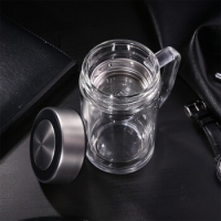 得力6102，420ml双层隔热玻璃杯（1/18）礼盒保温杯 男女商务带茶隔茶杯 礼盒装 