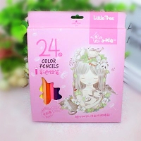 （特惠品）小树苗QN5124A，24色盒装彩铅（1/12/120）小树苗24色彩色铅笔 卡通创意盒装环保铅笔 绘画彩铅
