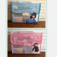 小天使 A4，12格卡通带锁风琴包-混装