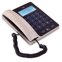 得力778，触屏电话机办公家用炫彩夜光电话机防水面板来电报号座机-香槟金