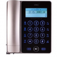 得力778，触屏电话机办公家用炫彩夜光电话机防水面板来电报号座机-香槟金