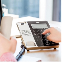 得力778，触屏电话机办公家用炫彩夜光电话机防水面板来电报号座机-香槟金