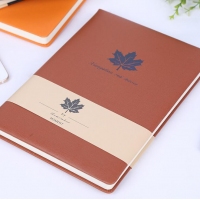 赢信88318，裱装枫叶记事本18K118张/无线胶装PU革料封面商务笔记本