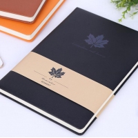 赢信88318，裱装枫叶记事本18K118张/无线胶装PU革料封面商务笔记本