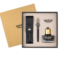 英雄钢笔1801，礼盒套装铱金钢笔+墨水+笔袋三件套