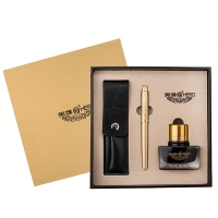 英雄钢笔1801，礼盒套装铱金钢笔+墨水+笔袋三件套