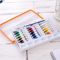 得力73863，18色水粉颜料学生水粉画颜料套装/画具画材-送画笔调色盘