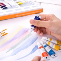 得力73863，18色水粉颜料学生水粉画颜料套装/画具画材-送画笔调色盘