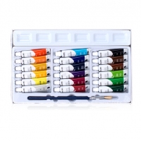 得力73860, 水彩颜料套装/5ml绘画颜料 儿童美术水彩广告画学生美术颜料水彩18色