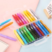 得力72077，24色盒装学生水溶性旋转油画棒/儿童可水洗蜡笔绘画笔炫彩棒