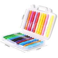得力72077，24色盒装学生水溶性旋转油画棒/儿童可水洗蜡笔绘画笔炫彩棒