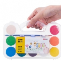 得力73873，12色手指画颜料可水洗儿童绘画/涂鸦益智早教