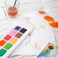 得力73868 ，12色固体水彩颜料套装初学者手绘水彩画颜料